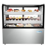 48 in. Refrigerated Bakery Display Case, Stainless Steel Frame, Curved Glass Front, 13 cu. ft. CDHF-14C.